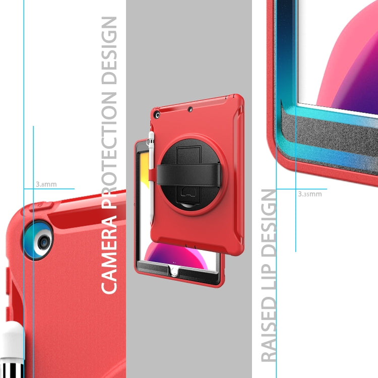 For iPad 10.2 360 Degree Rotation PC+TPU Protective Cover with Holder & Hand Strap & Pen Slot(Red) - iPad 10.2 Cases by buy2fix | Online Shopping UK | buy2fix