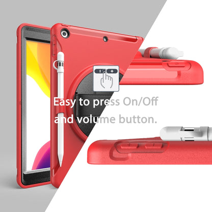 For iPad 10.2 360 Degree Rotation PC+TPU Protective Cover with Holder & Hand Strap & Pen Slot(Red) - iPad 10.2 Cases by buy2fix | Online Shopping UK | buy2fix