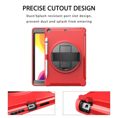 For iPad 10.2 360 Degree Rotation PC+TPU Protective Cover with Holder & Hand Strap & Pen Slot(Red) - iPad 10.2 Cases by buy2fix | Online Shopping UK | buy2fix