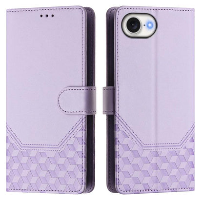 For iPhone 16e Honeycomb Embossing RFID Leather Phone Case(Light Purple) - iPhone 16e Cases by buy2fix | Online Shopping UK | buy2fix