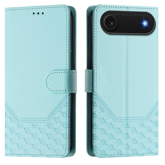 For iPhone Air Honeycomb Embossing RFID Leather Phone Case(Mint Green) - iPhone Air Cases by buy2fix | Online Shopping UK | buy2fix