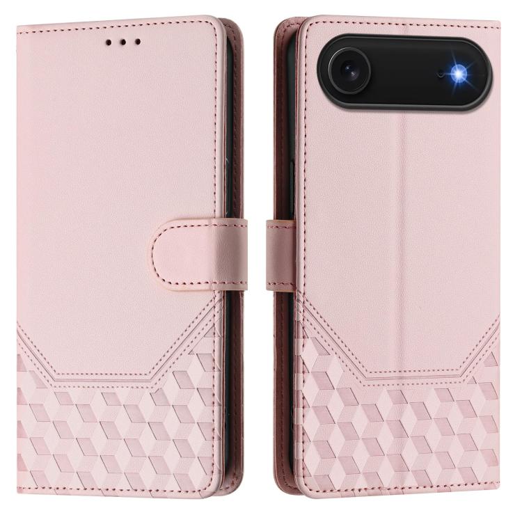 For iPhone Air Honeycomb Embossing RFID Leather Phone Case(Pink) - iPhone Air Cases by buy2fix | Online Shopping UK | buy2fix
