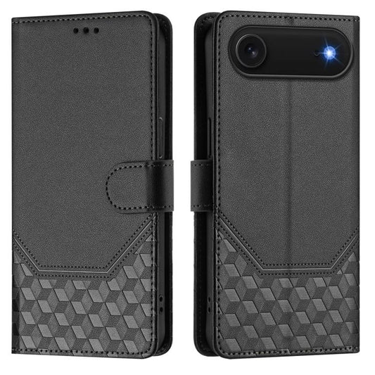 For iPhone Air Honeycomb Embossing RFID Leather Phone Case(Black) - iPhone Air Cases by buy2fix | Online Shopping UK | buy2fix