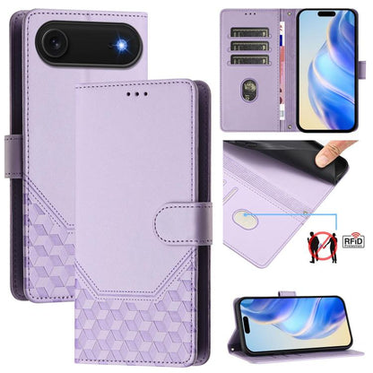 For iPhone Air Honeycomb Embossing RFID Leather Phone Case(Light Purple) - iPhone Air Cases by buy2fix | Online Shopping UK | buy2fix