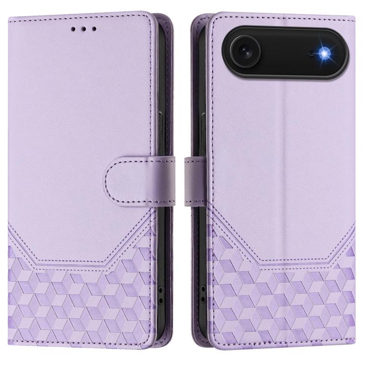 For iPhone Air Honeycomb Embossing RFID Leather Phone Case(Light Purple) - iPhone Air Cases by buy2fix | Online Shopping UK | buy2fix
