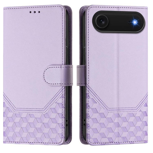 For iPhone Air Honeycomb Embossing RFID Leather Phone Case(Light Purple) - iPhone Air Cases by buy2fix | Online Shopping UK | buy2fix