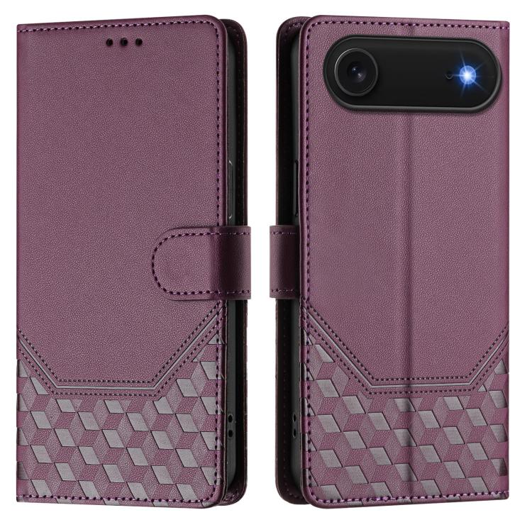 For iPhone Air Honeycomb Embossing RFID Leather Phone Case(Violet) - iPhone Air Cases by buy2fix | Online Shopping UK | buy2fix