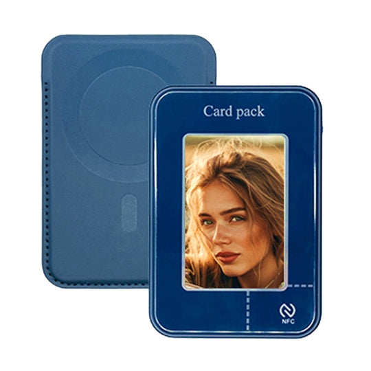 Smart Ink Screen MagSafe Magnetic DIY Wallet Card Holder Case(Blue)