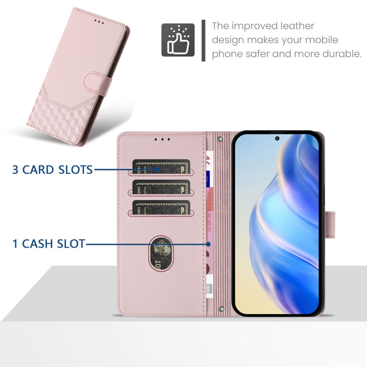 For Google Pixel 9 Pro XL Honeycomb Embossing RFID Leather Phone Case(Pink) by buy2fix