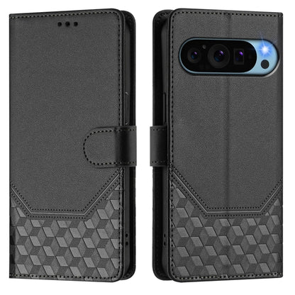 For Google Pixel 9 Pro XL Honeycomb Embossing RFID Leather Phone Case(Black) by buy2fix