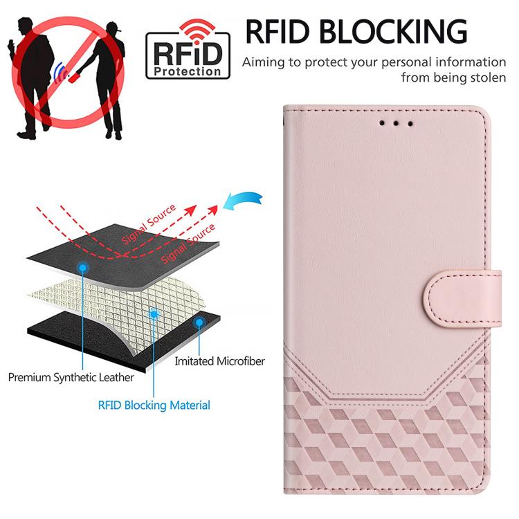 For Google Pixel 10 5G / 10 Pro 5G Global Honeycomb Embossing RFID Leather Phone Case(Pink) - Google Cases by buy2fix | Online Shopping UK | buy2fix