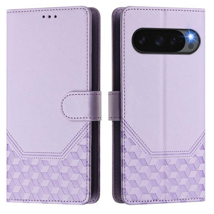 For Google Pixel 10 5G / 10 Pro 5G Global Honeycomb Embossing RFID Leather Phone Case(Light Purple) - Google Cases by buy2fix | Online Shopping UK | buy2fix