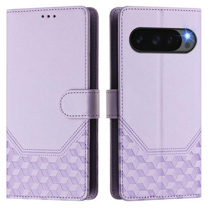 For Google Pixel 10 Pro XL 5G Global Honeycomb Embossing RFID Leather Phone Case(Light Purple) - Google Cases by buy2fix | Online Shopping UK | buy2fix