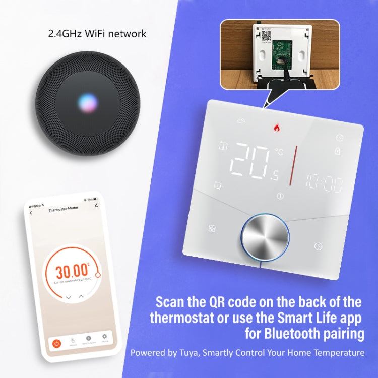 BHT-009GALW-MT Water Heating WiFi Smart Home LED Thermostat with Matter(Black) - Thermostat & Thermometer by buy2fix | Online Shopping UK | buy2fix