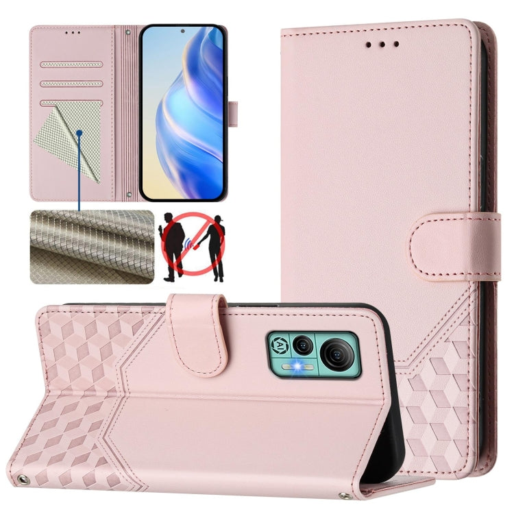 For Ulefone Note 14 Honeycomb Embossing RFID Leather Phone Case(Pink) by buy2fix