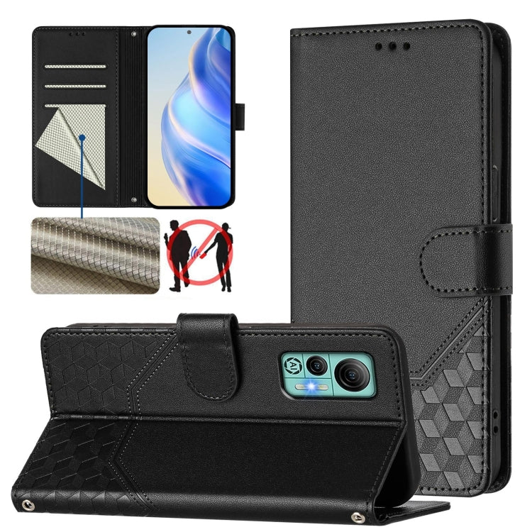 For Ulefone Note 14 Honeycomb Embossing RFID Leather Phone Case(Black) by buy2fix