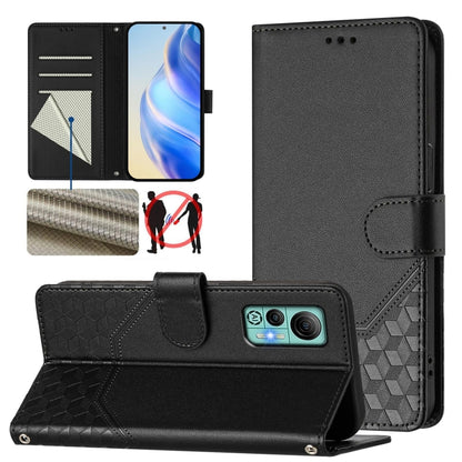 For Ulefone Note 14 Honeycomb Embossing RFID Leather Phone Case(Black) by buy2fix