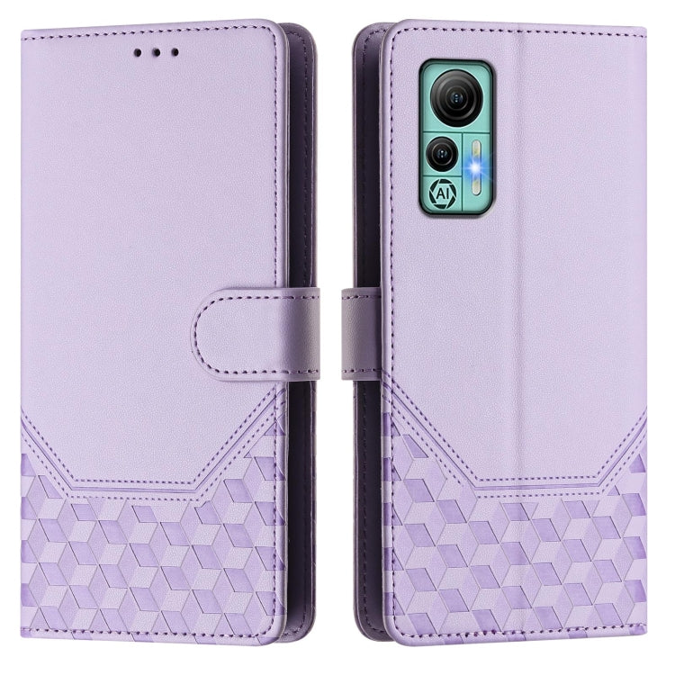 For Ulefone Note 14 Honeycomb Embossing RFID Leather Phone Case(Light Purple) by buy2fix