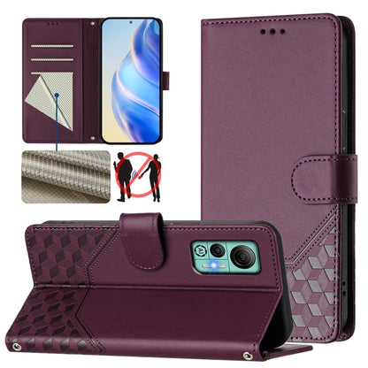 For Ulefone Note 14 Honeycomb Embossing RFID Leather Phone Case(Violet) by buy2fix