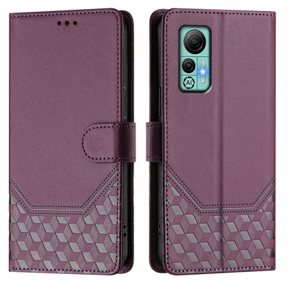 For Ulefone Note 14 Honeycomb Embossing RFID Leather Phone Case(Violet) by buy2fix