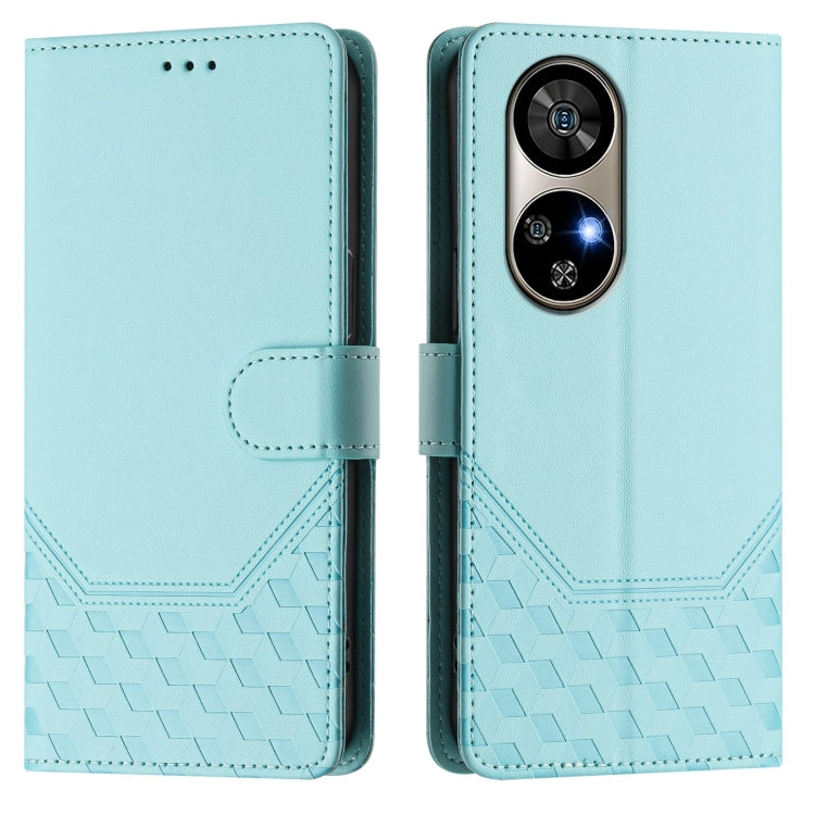 For Ulefone Note 17 Pro Honeycomb Embossing RFID Leather Phone Case(Mint Green) by buy2fix