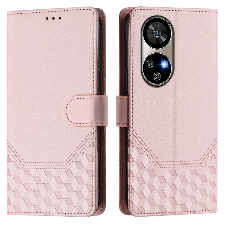 For Ulefone Note 17 Pro Honeycomb Embossing RFID Leather Phone Case(Pink) by buy2fix