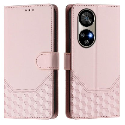 For Ulefone Note 17 Pro Honeycomb Embossing RFID Leather Phone Case(Pink) by buy2fix