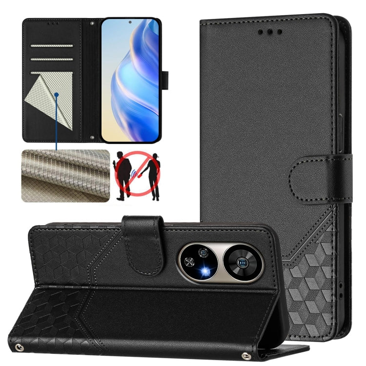 For Ulefone Note 17 Pro Honeycomb Embossing RFID Leather Phone Case(Black) by buy2fix