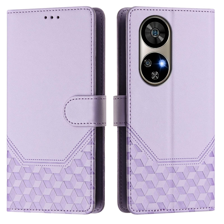 For Ulefone Note 17 Pro Honeycomb Embossing RFID Leather Phone Case(Light Purple) by buy2fix