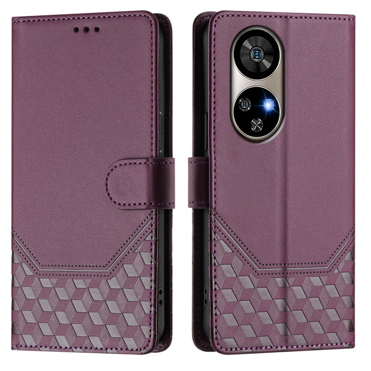 For Ulefone Note 17 Pro Honeycomb Embossing RFID Leather Phone Case(Violet) by buy2fix