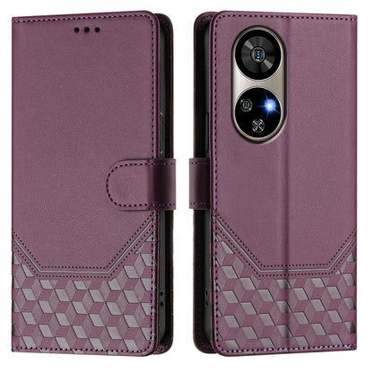 For Ulefone Note 17 Pro Honeycomb Embossing RFID Leather Phone Case(Violet) by buy2fix