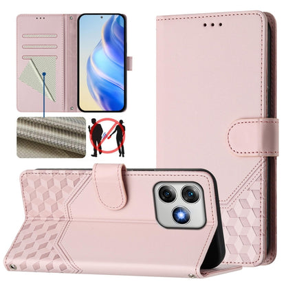 For Ulefone Note 18 Ultra Honeycomb Embossing RFID Leather Phone Case(Pink) by buy2fix