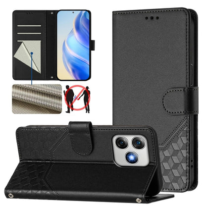 For Ulefone Note 18 Ultra Honeycomb Embossing RFID Leather Phone Case(Black) by buy2fix