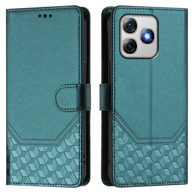 For Ulefone Note 18 Ultra Honeycomb Embossing RFID Leather Phone Case(Peacock Green) by buy2fix