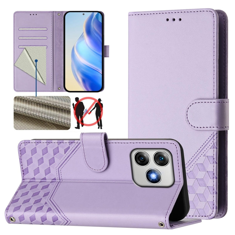 For Ulefone Note 18 Ultra Honeycomb Embossing RFID Leather Phone Case(Light Purple) by buy2fix