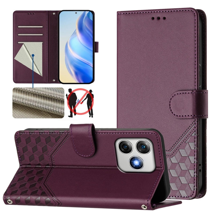 For Ulefone Note 18 Ultra Honeycomb Embossing RFID Leather Phone Case(Violet) by buy2fix
