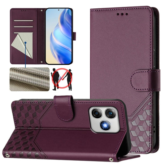 For Ulefone Note 18 Ultra Honeycomb Embossing RFID Leather Phone Case(Violet) by buy2fix