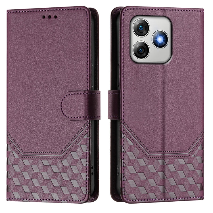 For Ulefone Note 18 Ultra Honeycomb Embossing RFID Leather Phone Case(Violet) by buy2fix