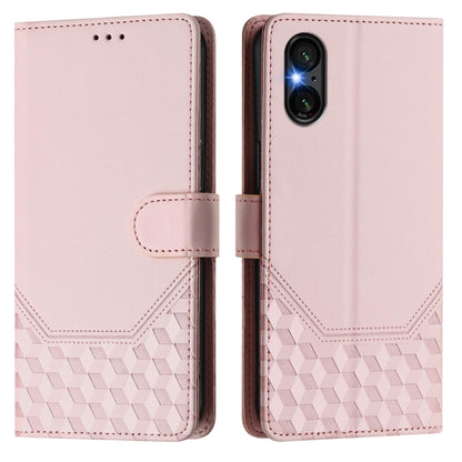 For Sony Xperia 5 VI 2024 Honeycomb Embossing RFID Leather Phone Case(Pink) by buy2fix