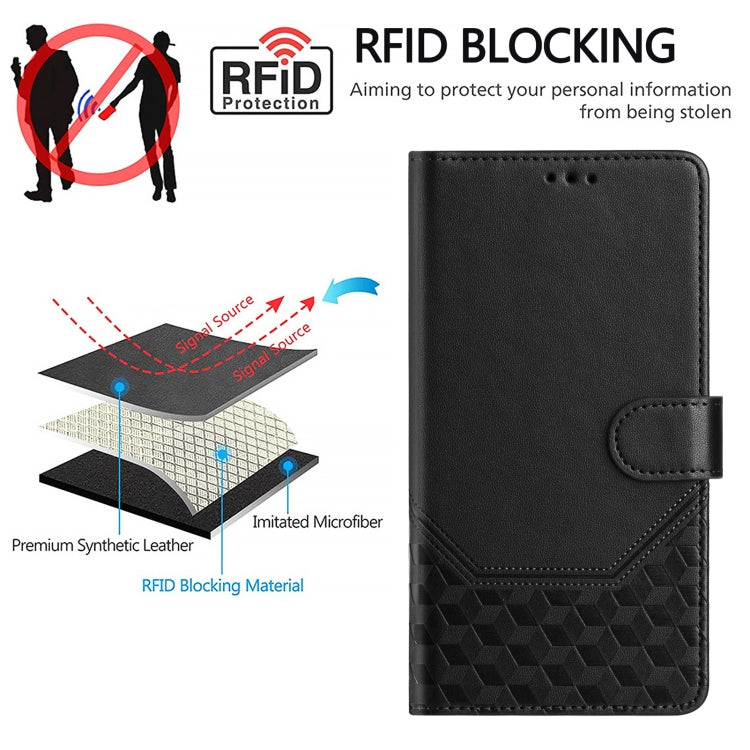 For Sony Xperia 5 VI 2024 Honeycomb Embossing RFID Leather Phone Case(Black) by buy2fix