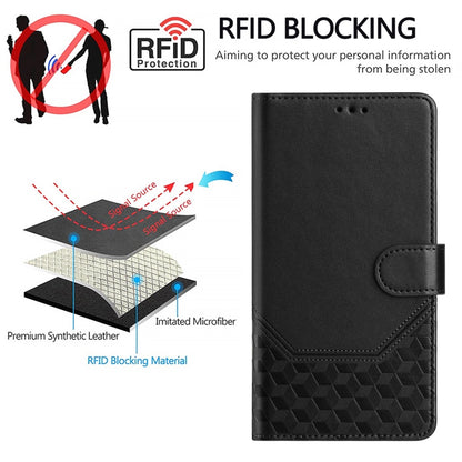 For Sony Xperia 5 VI 2024 Honeycomb Embossing RFID Leather Phone Case(Black) by buy2fix