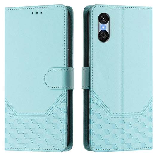 For Sony Xperia 10 VI 2024 Honeycomb Embossing RFID Leather Phone Case(Mint Green) by buy2fix