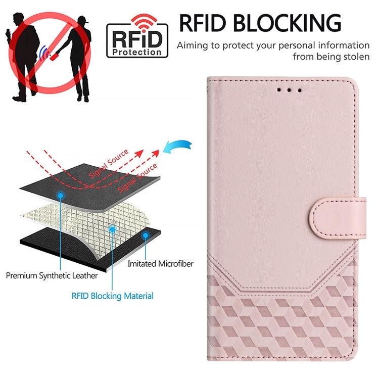 For Sony Xperia 10 VI 2024 Honeycomb Embossing RFID Leather Phone Case(Pink) by buy2fix