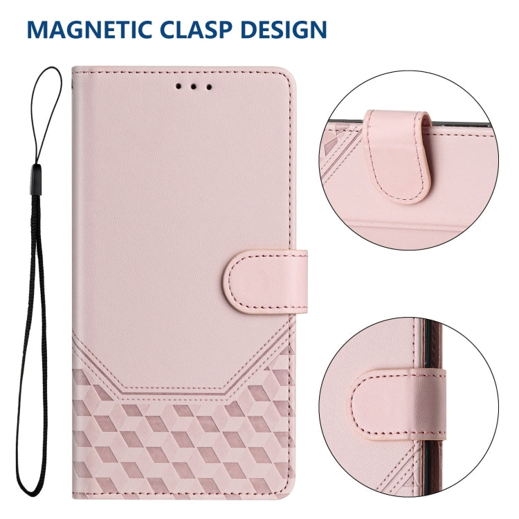 For Sony Xperia 10 VI 2024 Honeycomb Embossing RFID Leather Phone Case(Pink) by buy2fix