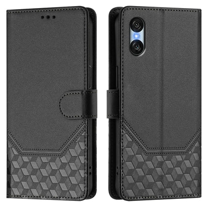 For Sony Xperia 10 VI 2024 Honeycomb Embossing RFID Leather Phone Case(Black) by buy2fix