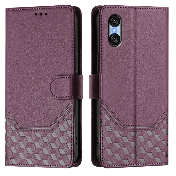 For Sony Xperia 10 VI 2024 Honeycomb Embossing RFID Leather Phone Case(Violet) by buy2fix