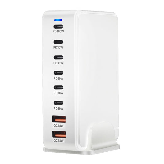 YMX-986 286W 6 Type-C, 2 USB 8-Ports Desktop Fast Charger, Plug Type:UK Plug(White) - Multifunction Charger by buy2fix | Online Shopping UK | buy2fix