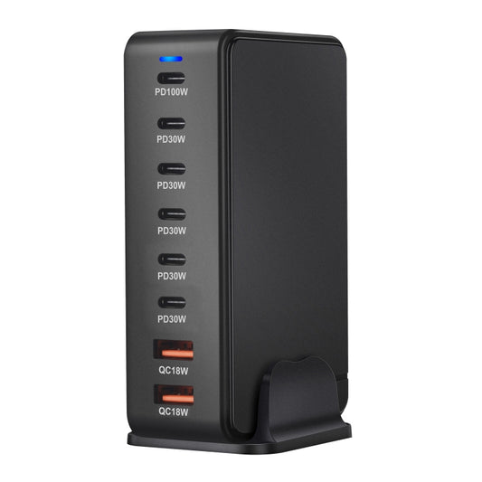 YMX-986 286W 6 Type-C, 2 USB 8-Ports Desktop Fast Charger, Plug Type:EU Plug(Black) - Multifunction Charger by buy2fix | Online Shopping UK | buy2fix