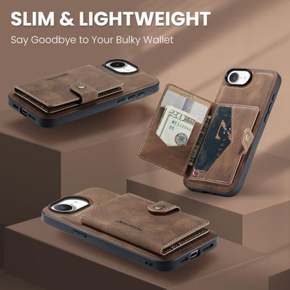 For iPhone 16e JEEHOOD J01 Retro Magnetic Detachable Wallet Phone Case(Brown) - iPhone 16e Cases by JEEHOOD | Online Shopping UK | buy2fix