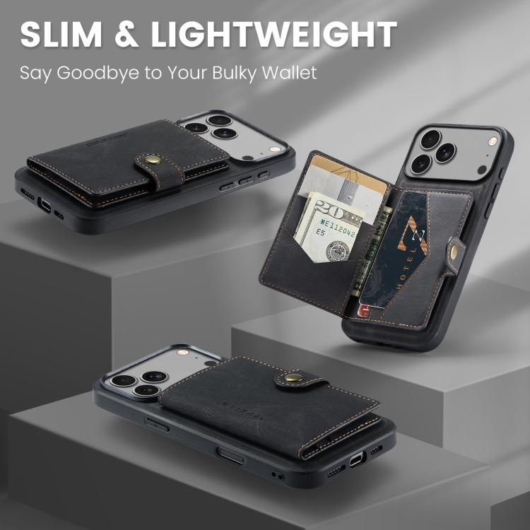 For iPhone 17 Pro Max JEEHOOD J01 Retro Magnetic Detachable Wallet Phone Case(Black) - iPhone 17 Pro Max Cases by JEEHOOD | Online Shopping UK | buy2fix